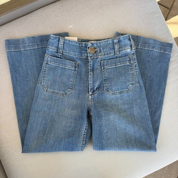 NWT Anthropologie The Colette Crop Wide-Leg Jeans Maeve Palms Wash Blue 25 - Picture 9 of 11